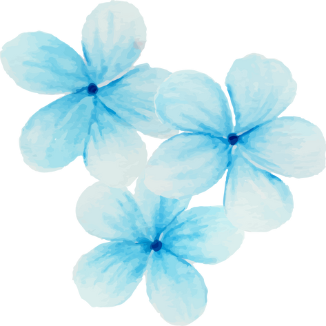 Watercolor blue flower arrangement.